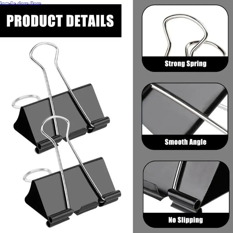 D0UA 12 PCSバインダークリップスワローテイルクリップ学校用の折り畳み式クランプフォルドバッククリップ