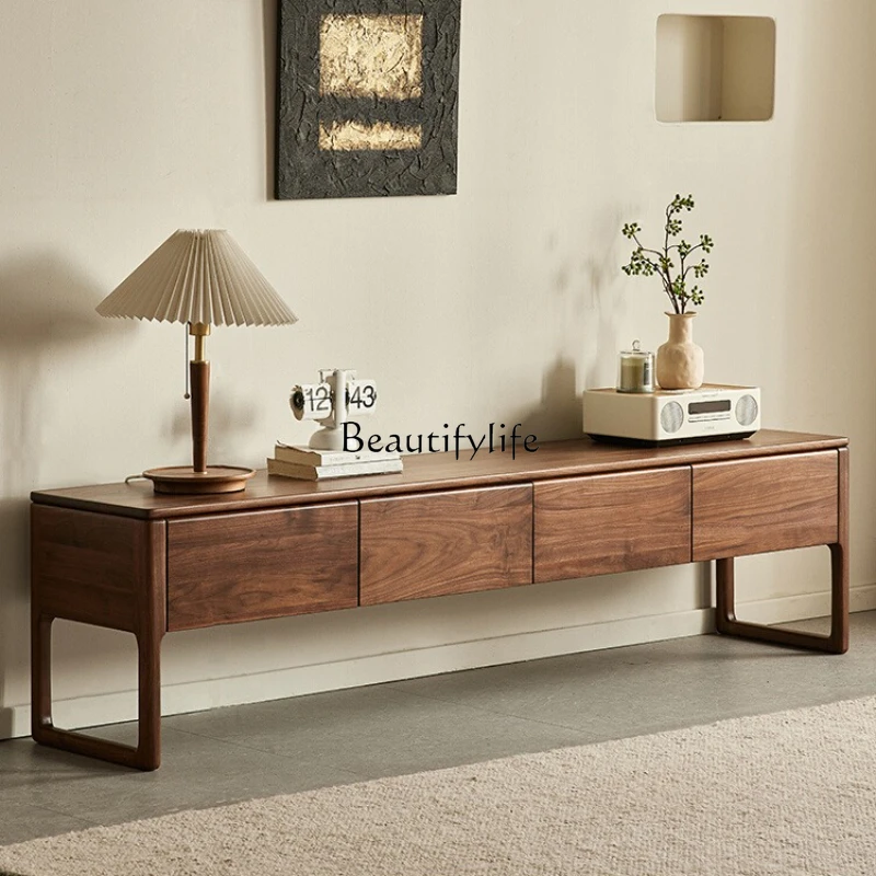 

*North American black walnut TV cabinet Nordic simple all-solid wood home storage audio-visual cabinet