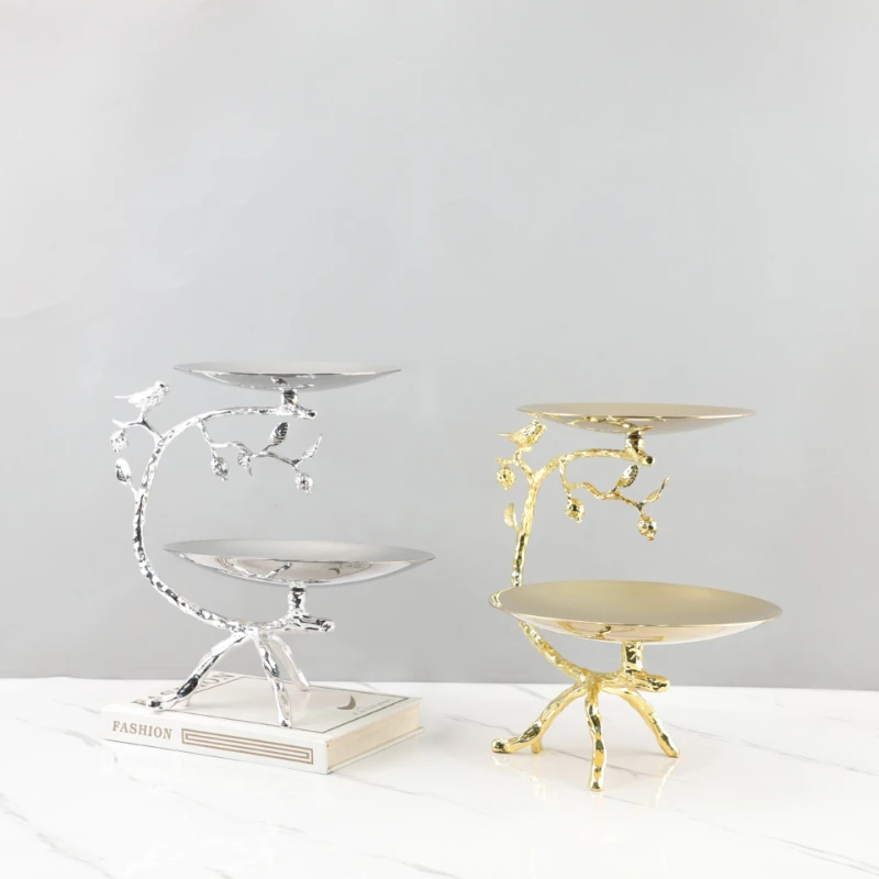 

Stainless Steel Snack Tray Bar Ktv Fruit Dish Metal Fruit Plate Dim Sum Dish Dried Fruit Candy Rack Partition Dessert Snack Rack