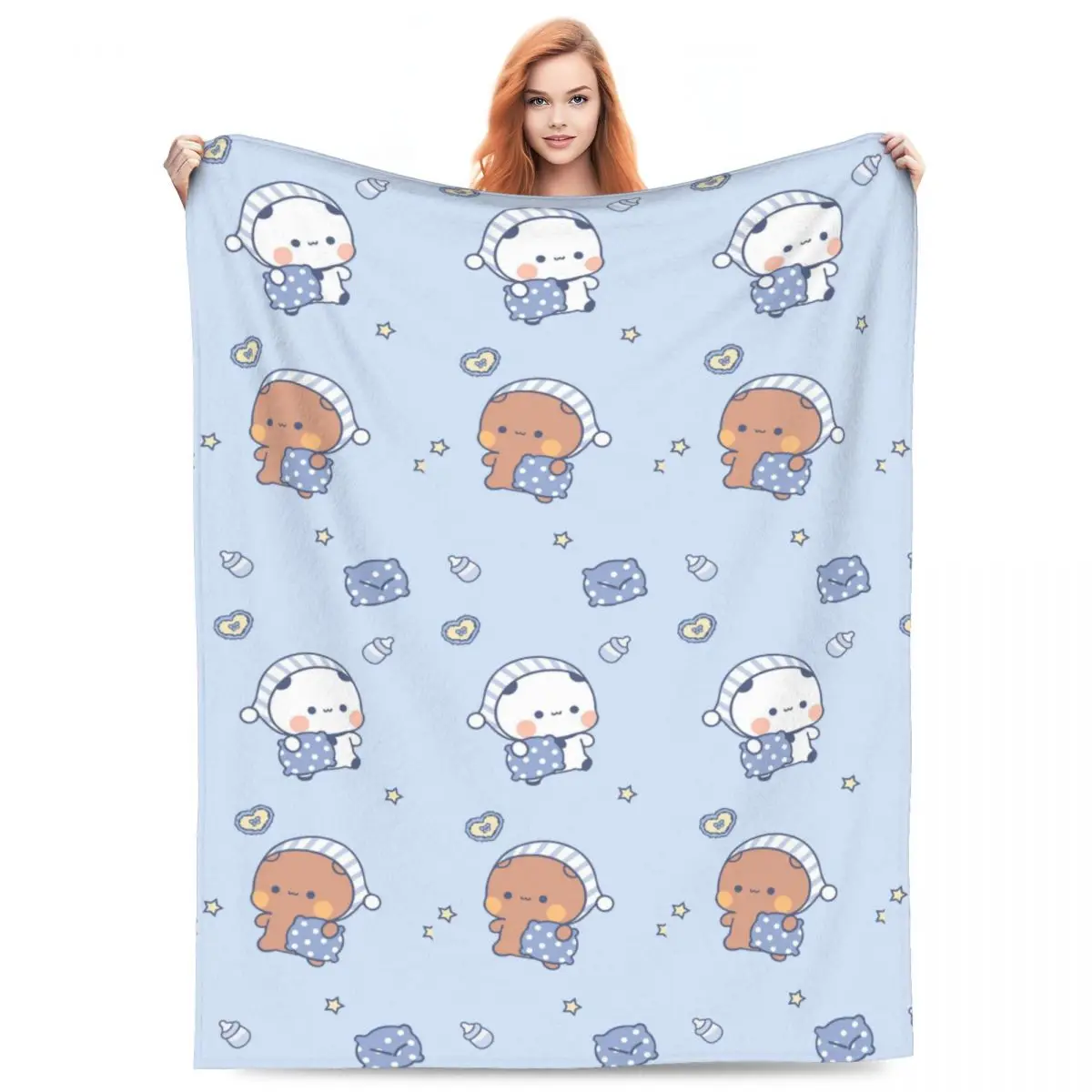 Custom Funny Bubu And Dudu Blanket Soft Fleece Spring Autumn Warm Flannel Throw Blankets for Sofa Travel Bedroom Bedspread