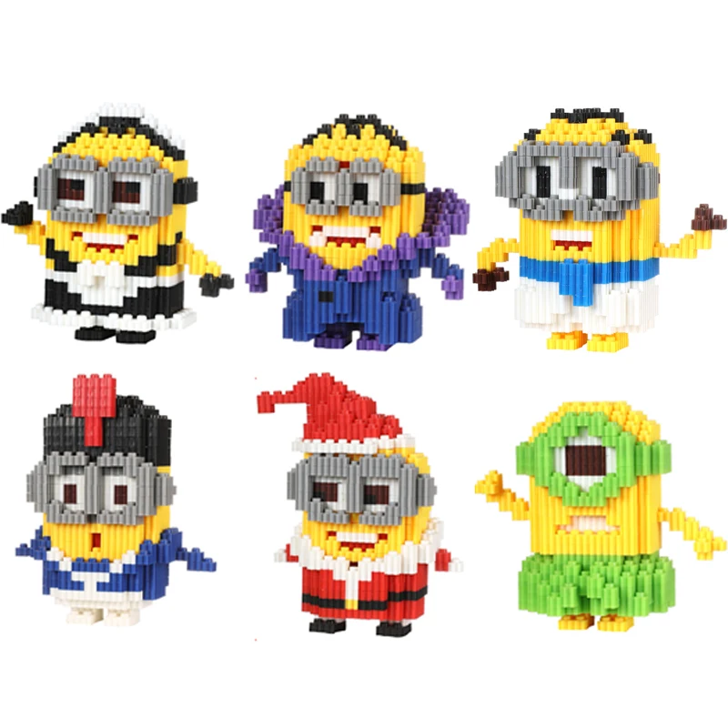 New Style Building Blocks Cartoon Anime Figure Image Minions Cute DIY Doll Toy Bricks Children\'s Puzzle Assembly Festival Gift