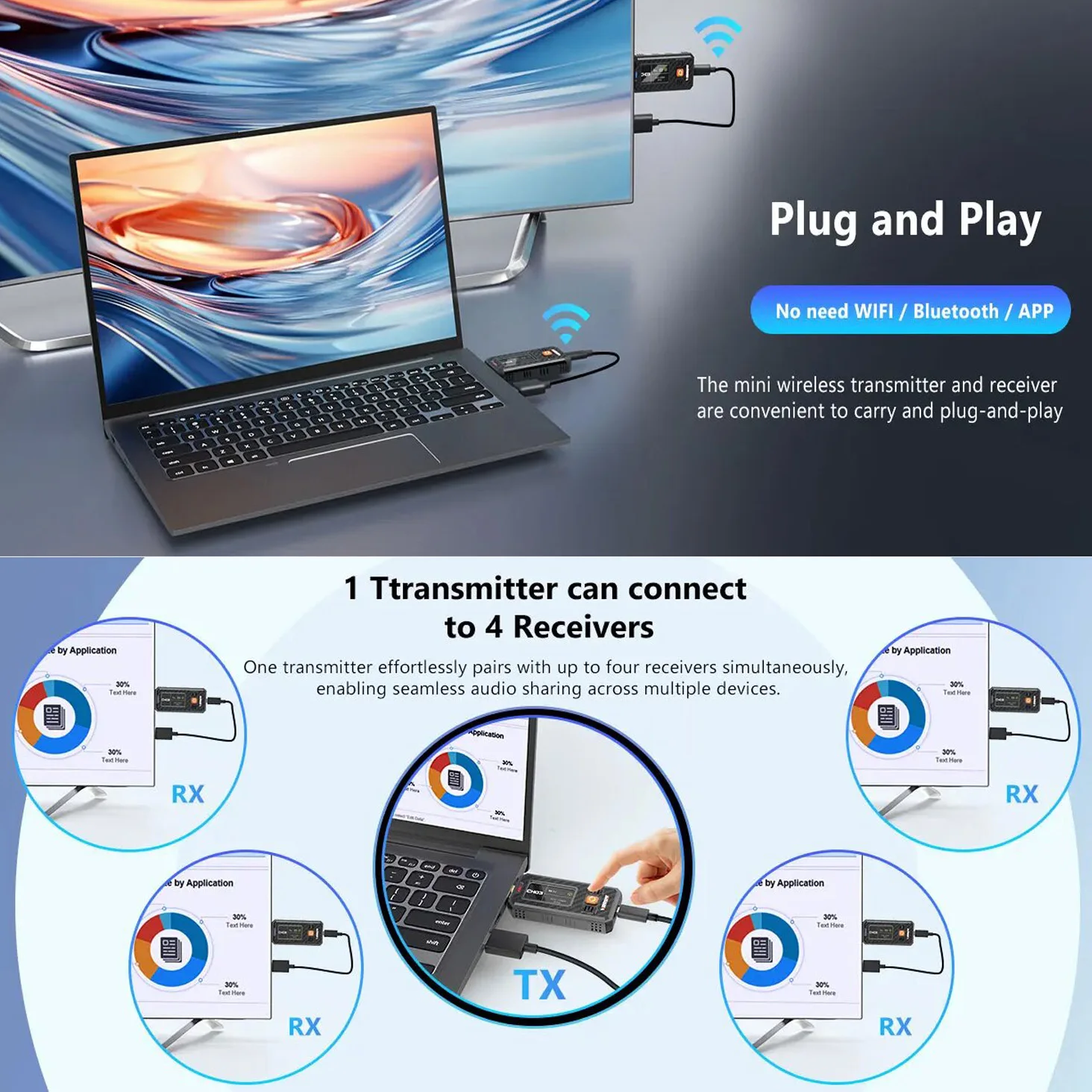 Fotografia 4: 350m sem fio hdmi transmissor de áudio e vídeo e receptor extensor computador portátil pc para adaptador de exibição de tv pode alterar frequência