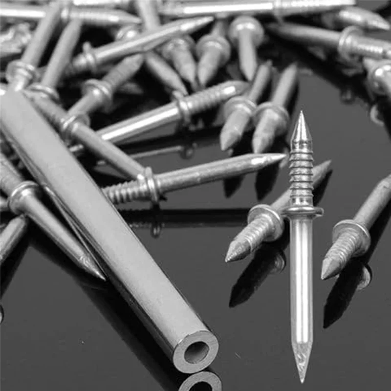 ABLQ 100 ชิ้น Double - Head รอบด้ายไม่มีรอยต่อเล็บ, รอบสายไม่มีเครื่องหมายเล็บ, ไม่มีรอยต่อเล็บแขนเครื่องมือ Sil