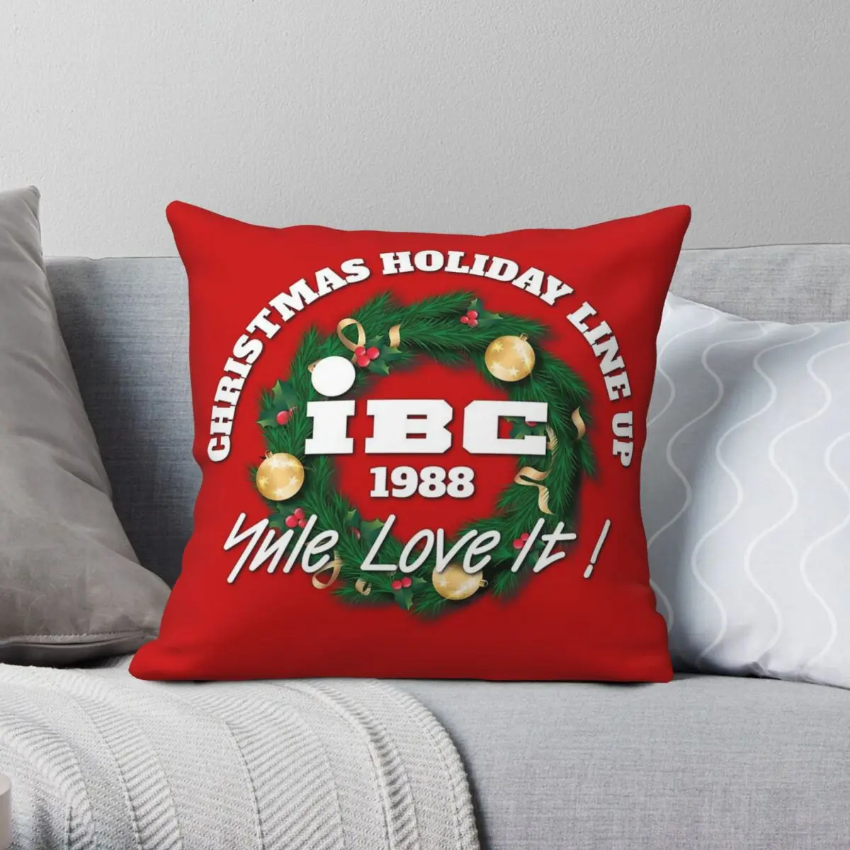 

IBC Yule Love It Pillowcase Polyester Linen Velvet Pattern Zip Decorative Home Cushion Case