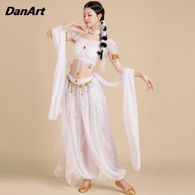 Women China Dunhuang Flying Dance Attire Indian Belly Dance Costume Adult Princess Cosplay Performance Costume Clothing Suit