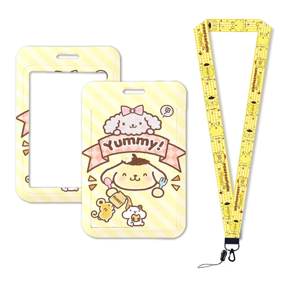 W Sanrio Kuromi Cinnamoroll Pompompurin Hello Kitty My Melody Photocard Holder Students Card Bus Card Holder Keychain