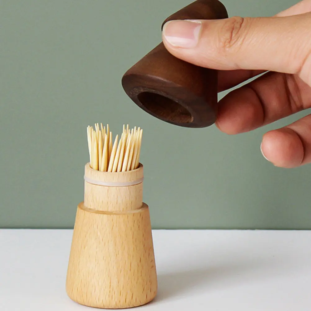 Natural Pine Wood Toothpick Holder Shaped Like Pine Tree Fine Craftsmanship Smooth Surface Toothpick Dispenser for Living Room