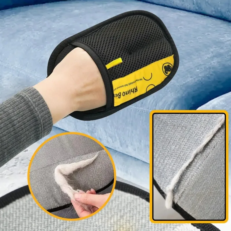 Double-Sided Electrostatic Pet Hair Remover Glove - Reusable Cat Dog Brush for Sofa Carpet Clothes Lint Cleaning view 5