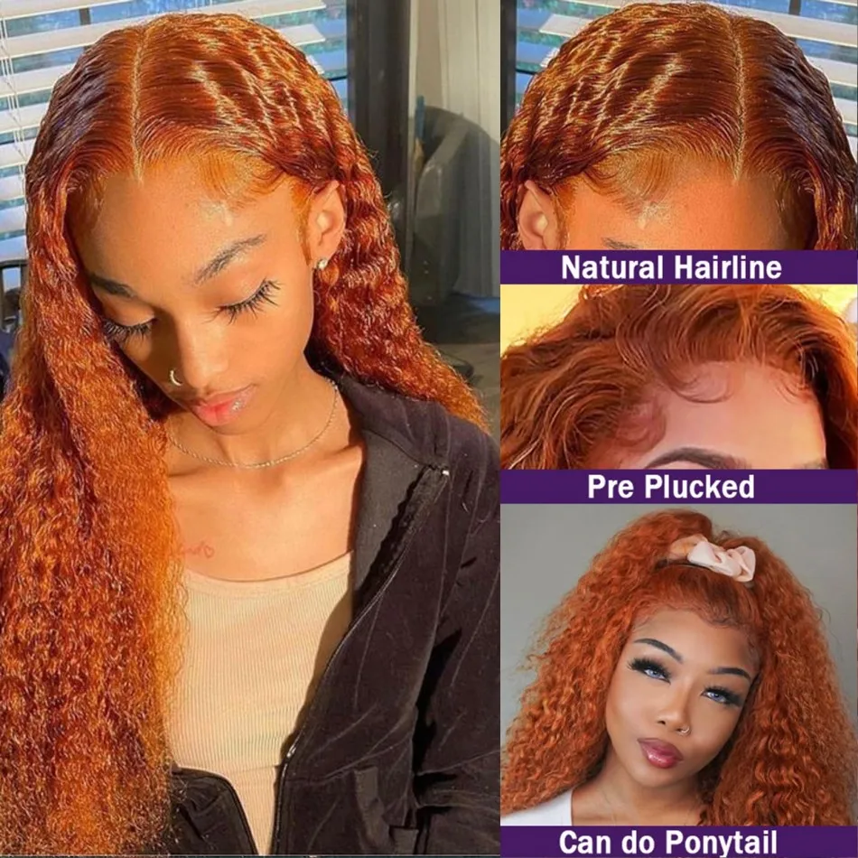 موجة عميقة خصلات الشعر المستعار الإنسان الزنجبيل 350 13X6 Hd الدانتيل الباروكة الأمامية 100% شعر الإنسان 230 الكثافة للنساء قبل قطعها الباروكات البرازيلي #3