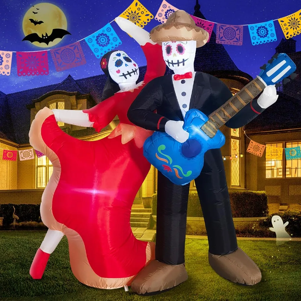 

Halloween Inflatable Decoration, 6-foot Day of the Dead, Skeleton Couple Dancing, Built-in LED Lights