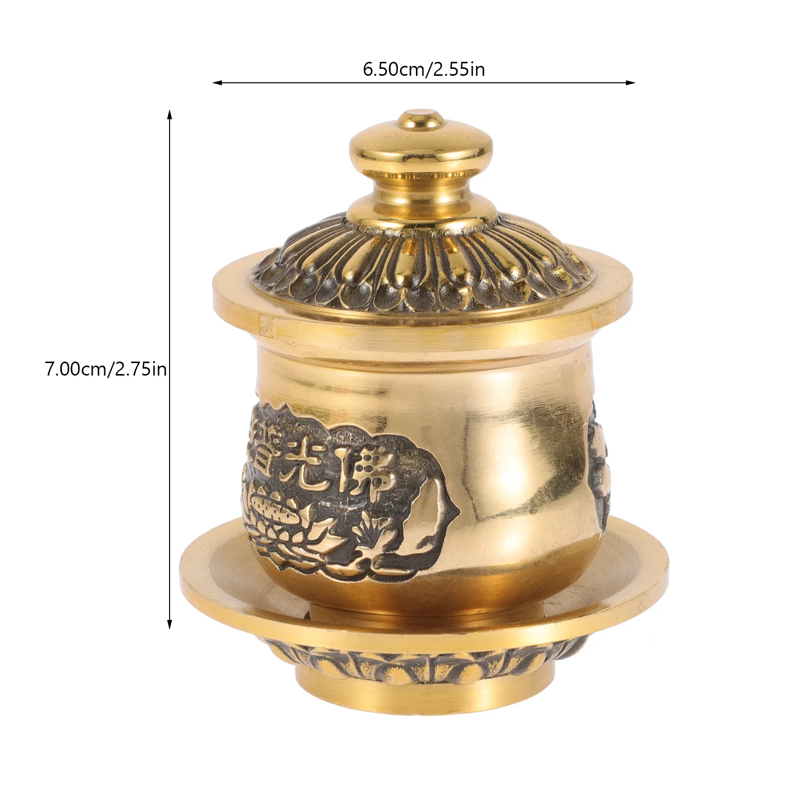 Premium Copper Buddhist Water Cup Exquisite Pattern Polishing Process Multi-Functional Home Temple Worship Offering Container