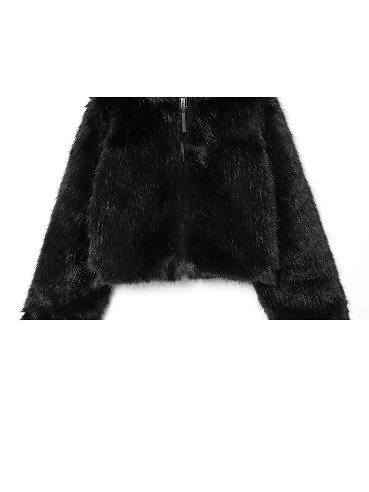 HH Frauen Winter Neue Mode Vielseitige Reißverschluss Mit Kapuze Faux Pelz Jacke Mantel Weibliche High Street Casual Langarm Tasche Jacke