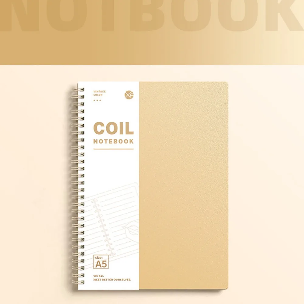 Cuaderno Espiral A5/B5, Encuadernación Plana y Resistente, 120 Páginas Crema con Anillas, Cuaderno de Espiral