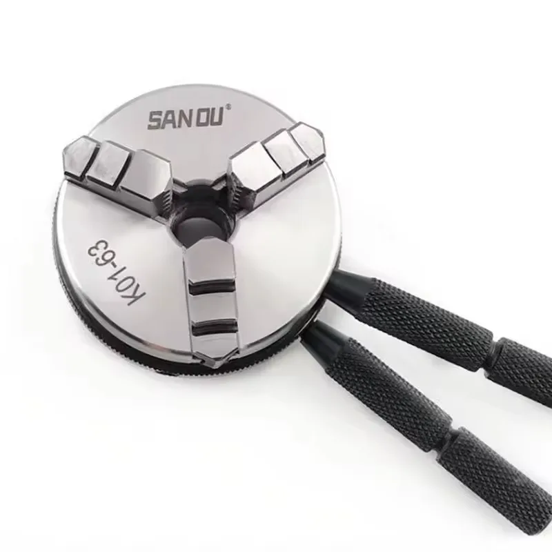 K01-63 Mini Lathe Chuck Three Jaw Manual Self-Centering Chuck Thread Mounted for CNC Precision Instruments