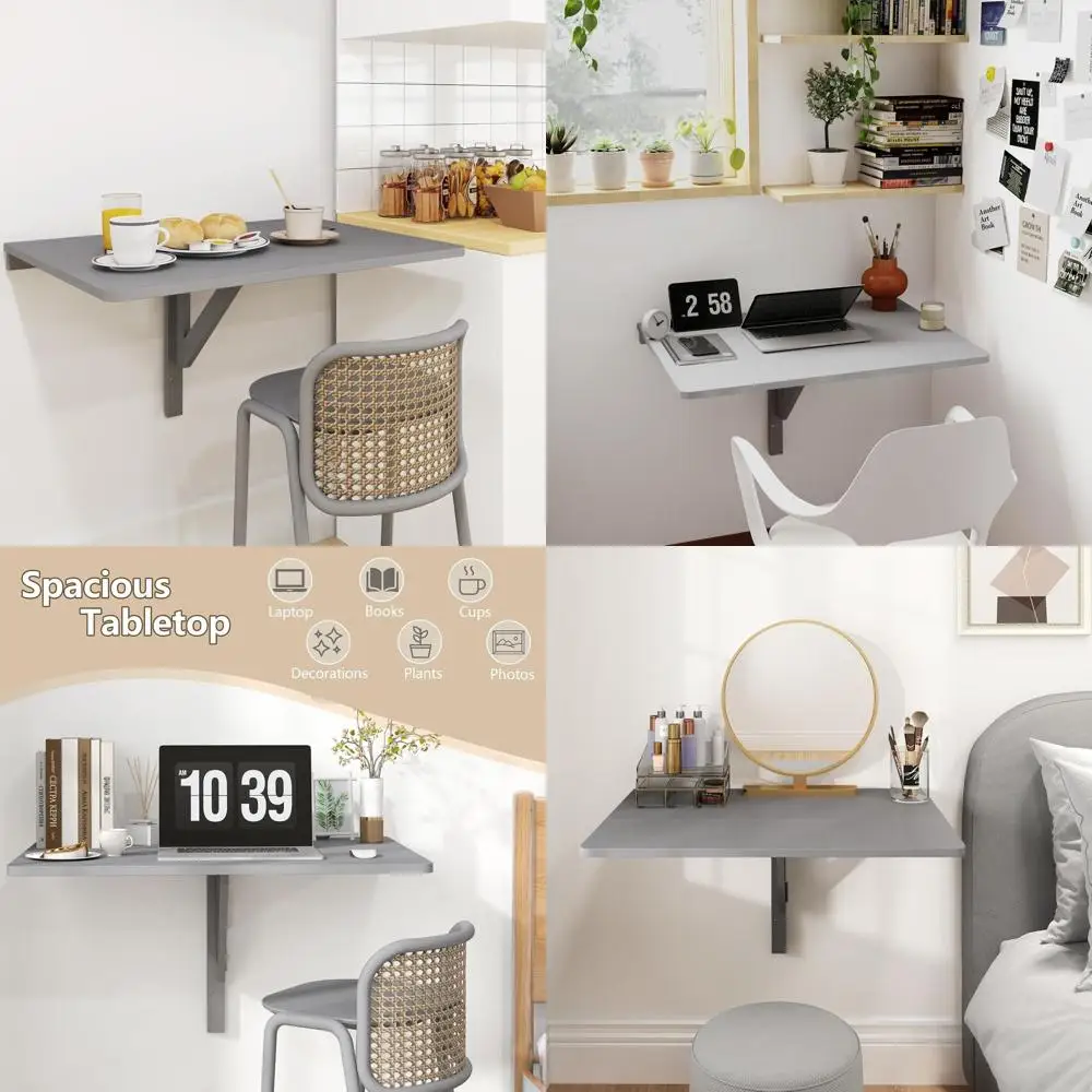 

Серый настенный складной стол для небольших помещений: идеально подходит для учебы и использования на кухне