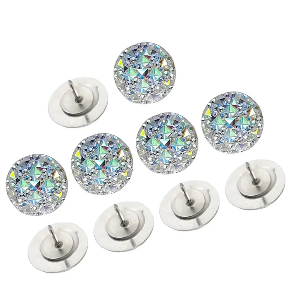 10 Pcs Rhinestone Thumbtack Resin Push Pin Metal Tacks Creative Office Desk Accessories Decorative Map Markers Photo Wall Pins
