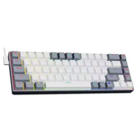 Teclado Mecânico Gamer E-YOOSO Z686 USB com Fio, Mini Slim RGB, Layout Brasileiro Português, Switches Vermelhos, 68 Teclas para Computador PC Laptop