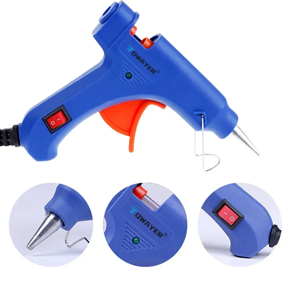 20W Glue Gun Mini Hot Melt Glue Gun Electric Heat Temperature Gun Repair Tool Set With Transparent Glue Stick 7x100mm Power Tool