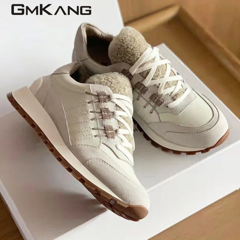 

New Sneakers Women Lace Up Round Toe Casual Running Shoes Female Autumn Winter Flat Shoes Woman Outdoors Women's Sports Shoes