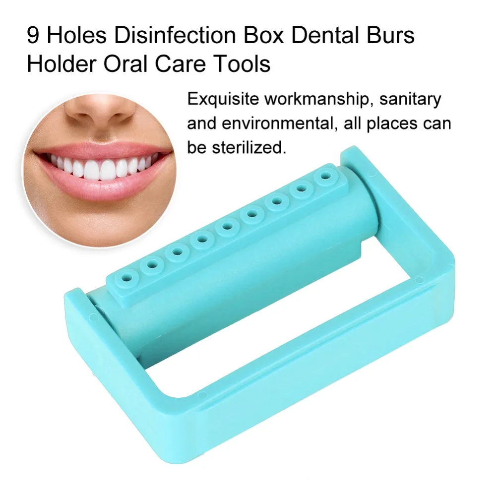 Durable 9 Holes Dental Burs Holder Plastic Green Oral Care Tools Autoclavable Dental Bur Block Dental Clinic