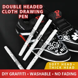 1/3/5pcs Waterproof Double Tip White Paint Marker Pens,Fabric Shoe Clothes DIY Art Graffiti Hand-Painted Stationery Supplies