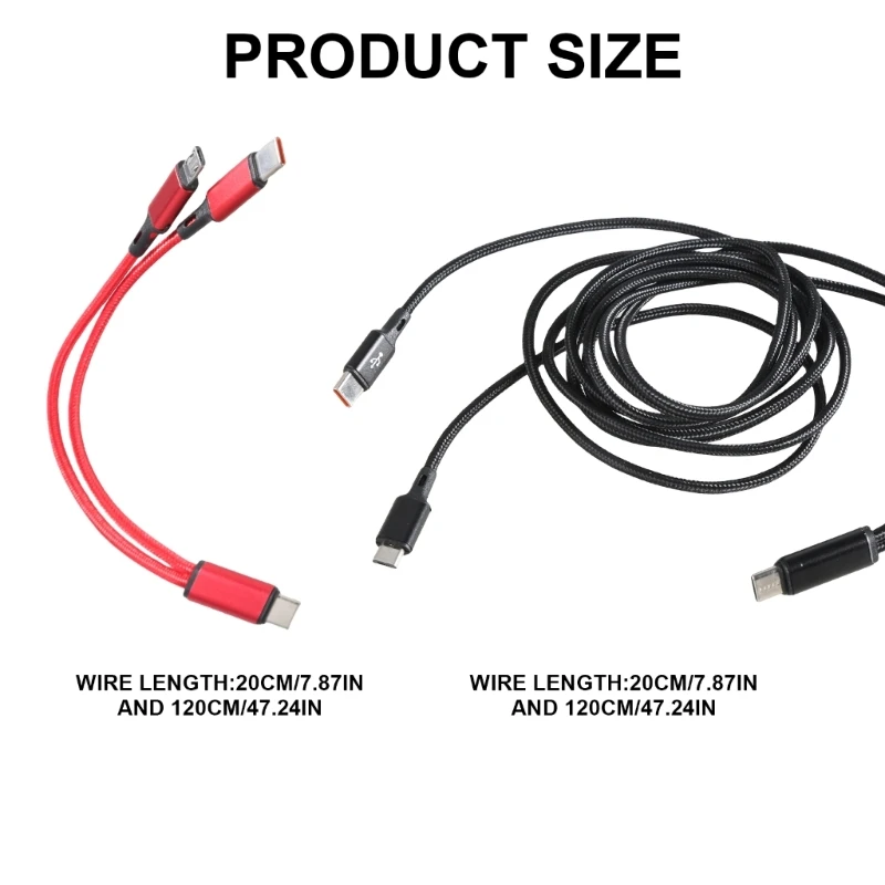 R91A สายชาร์จแบบพกพา Type C สายเคเบิลแยกพร้อม USB 5Pin และเอาต์พุต Type C