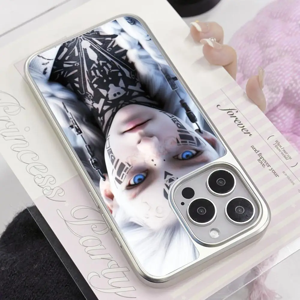 

Чехол для телефона с изображением девушки с белыми волосами для iPhone 17 16 15 14 13 12 11 Air Pro Max Plus, серебристое покрытие, красочный, красивый