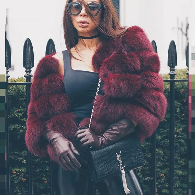 Winter Jacket Women Big Fluffy Artificial Fur Coat Fake Raccoon Fur Thick Warm Outerwear Streetwear No Removable Vesto