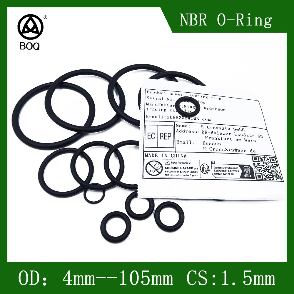 

NBR O Ring CS 1.5 mm OD 4 - 105 set nitrile rubber black O-ring oil-resistant wear-resistant and waterproof NBR ORing sealing