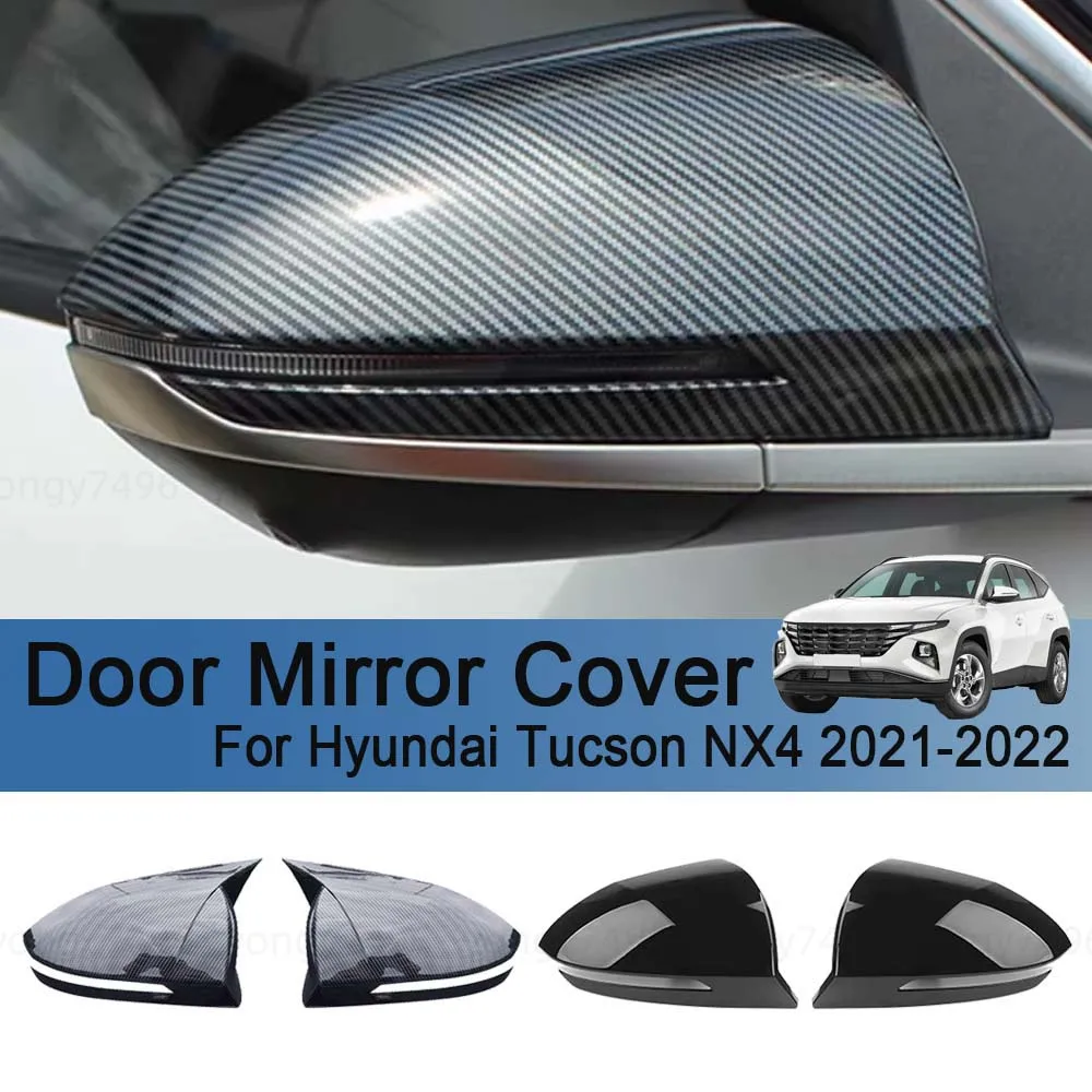 

Glossy Black Carbon Fiber Car Decoration Door Mirror Cover For Hyundai Tucson NX4 2021-2022 Car Upgrade Accessories Stickers