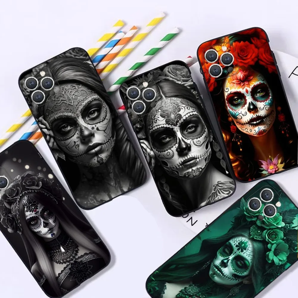 

Halloween skull girl Phone Case For iPhone 16,15,14,13,12,Pro,Max,11,7,8,Plus,XR,XS Max Shockproof Silicone Soft Shell