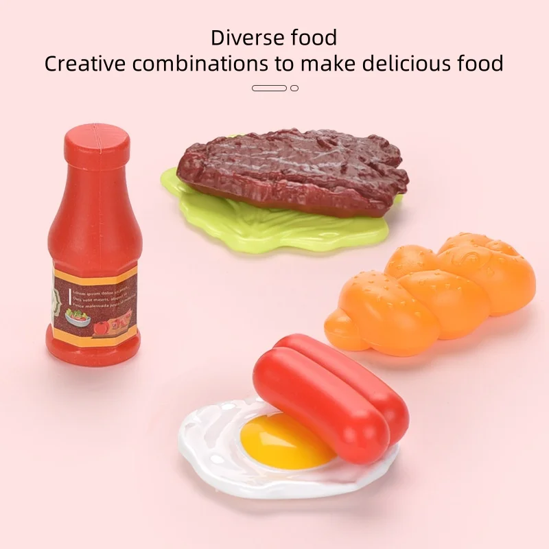 8PCS Children Kitchen Food Toys Simulation Kitchenware Game Set Pretend Play Pot Steak Vegetable Bread Hot Dog Omelette Toy Gift