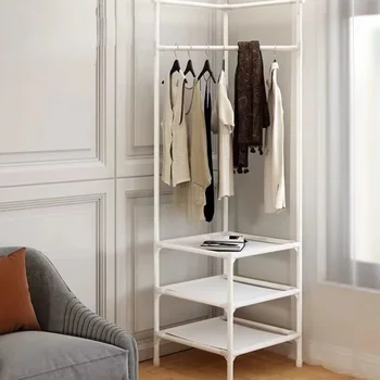 2 in 1 코너 의류 랙 나이트 스탠드 코트 랙, 침실 의류 스탠드, 정리함 보관 선반, 나이트 스탠드 의류 랙