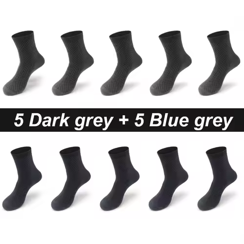 10Pairs/Lot Men's Bamboo Fiber Socks Long Black Business Soft Breathable New High Quality  Autumn for Male Socks Plus Size 39-48 - Image 20