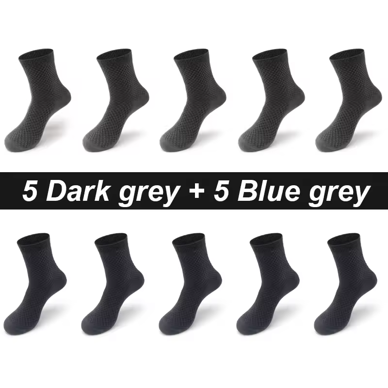 10Pairs/Lot Men's Bamboo Fiber Socks Long Black Business Soft Breathable New High Quality  Autumn for Male Socks Plus Size 39-48 - Image 20