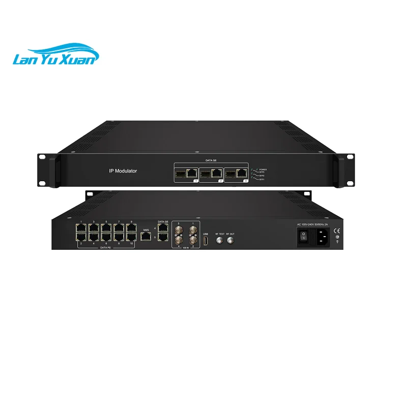 3*RJ45 /SFP GE Ports to ISDB-T DVB-T DVB-C ATSC Modulator Support USB Player
