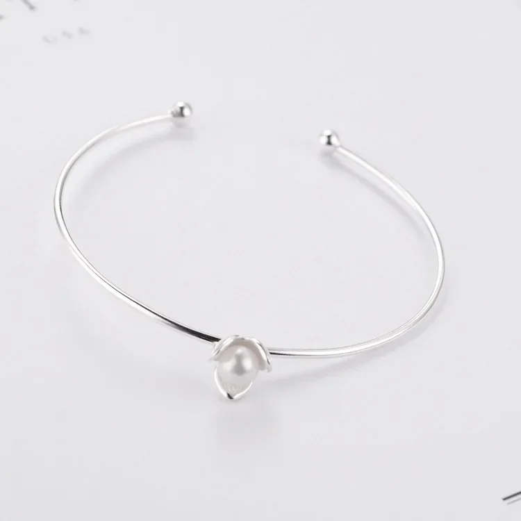 Personality New Art 925 Sterling Silver Jewelry Female Simple Clover Pearls Popular Bracelet For  Women