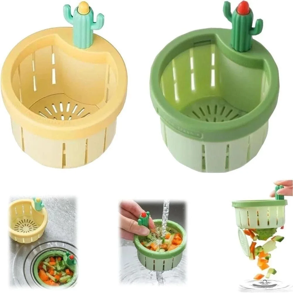 

1PC Kitchen Sink Drain Strainer With Cactus Shaped Handle Sink Soft Filter Trap Kitchen Food Slag Strainer Kitchen Accessories