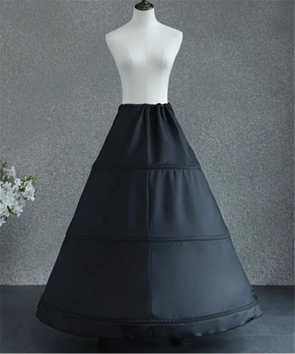 

Women's 3 Hoops White Black Petticoat Bridal Half Slips Ball Gown Underskirt Wedding Dress Bride Pannier Petticoat Crinoline