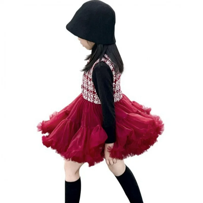 

Girls' Spring and Autumn2025Spring and Autumn Fleece-Lined New Style Girls' Princess Dress Children's Dress New Year Outfit Girl