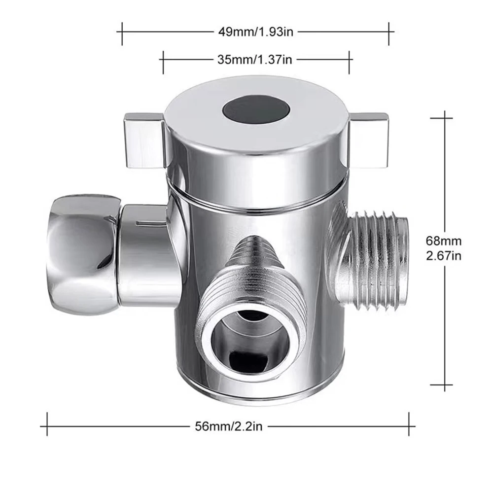 3-Way Shower Arm Diverter Valve Adjustable G1/2\