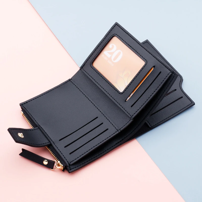Новый кожаный женский кошелек с застежкой, маленький и тонкий карман для монет, женские кошельки, держатели для карт, роскошные брендовые кошельки, дизайнерский кошелек