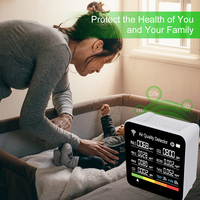 14-in-1 Indoor Air Quality Monitor Tuya WiFi Air Quality Detector Detects TFT Color Display Support Cellphone APP Control