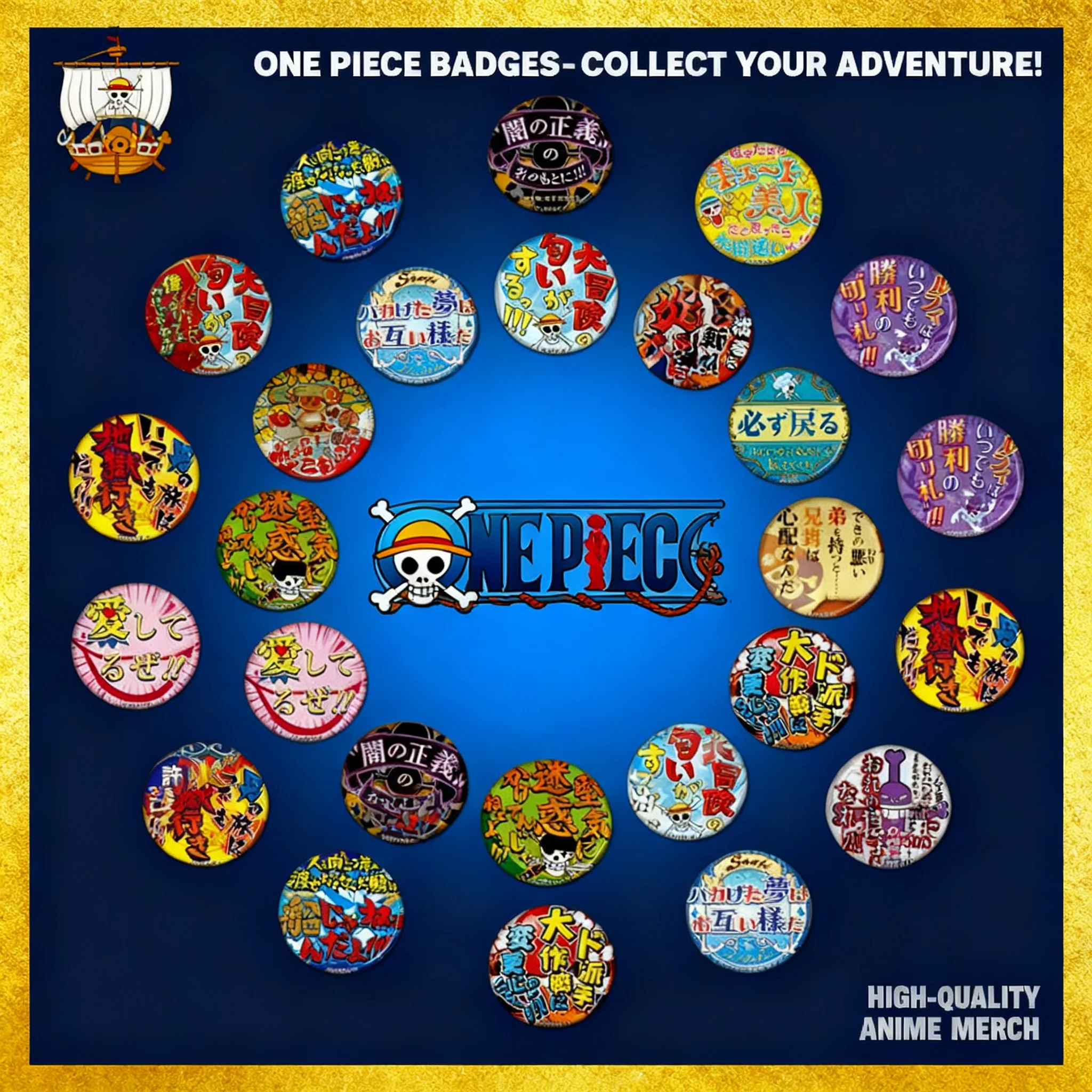 

One Piece Anime Mirror Badge Luffy Zoro Chopper Ace Robin Pendant Brooch Pin C Style