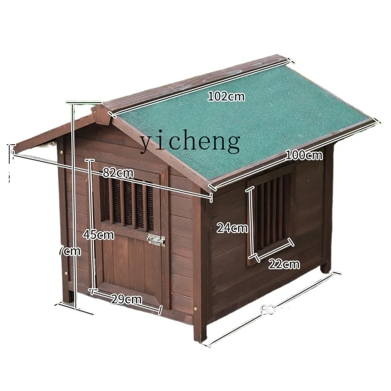 TQH Dog House Outdoor Solid Wood Waterproof Kennel Universal in All Seasons Winter Outdoor Dog Cage Medium and Large Dogs