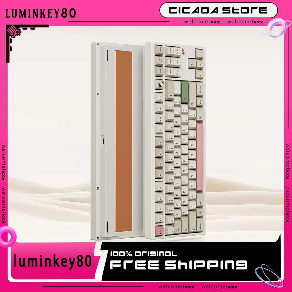 

Luminkey80 Mechanical Gamer Keyboard Gasket Hot-Swap 3-Mode PBT Keycaps Wireless Keyboard RGB Backlit Customize Gaming Keyboard