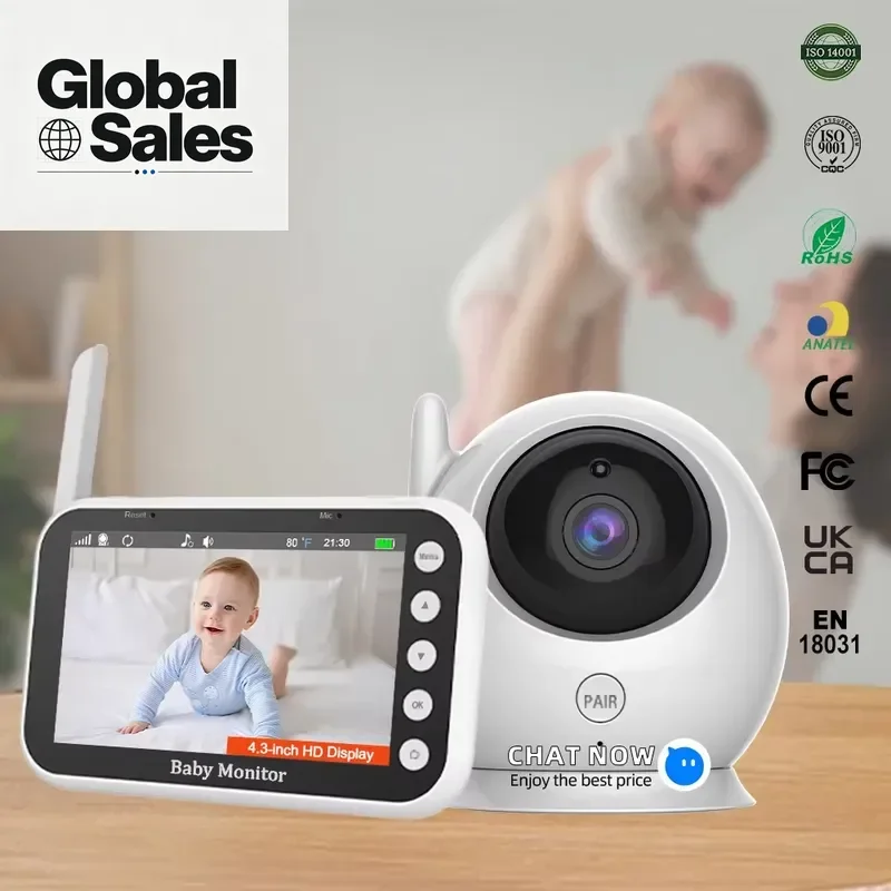 4.3 Inch Baby with Remote Camera, Two Way Audio and Night Vision for Nursery