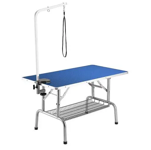 

Heavy Duty Pet Dog Grooming Table, Professional Foldable Dog Trimming Table With Adjustable Arm, Noose & Mesh Tray