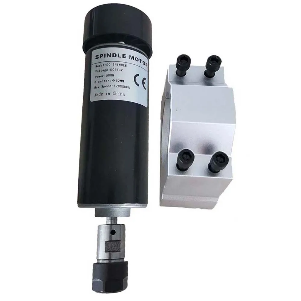 Motore mandrino raffreddato ad aria ER16 Mandrino CNC 500W DC Motore mandrino ad alta velocità 110VDC 12000RPM per incisione PCB mandrino cnc