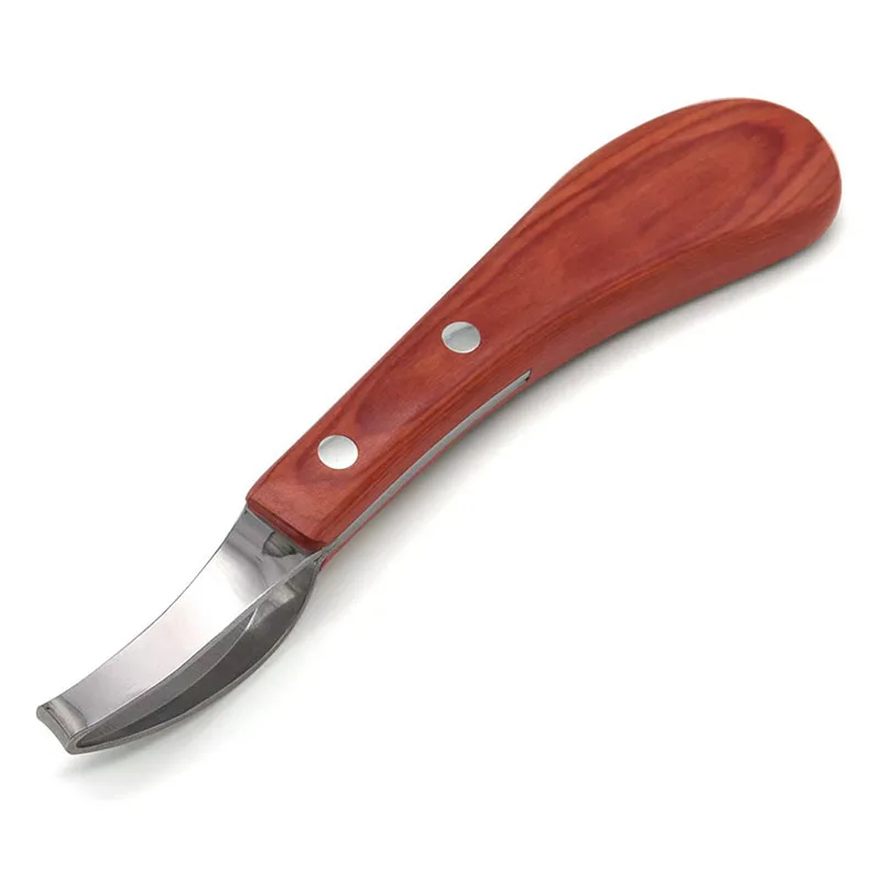 الحصان حلقة حافر سكين المتقلب شفرة الأغنام الماشية حافر سكين مزدوجة الحواف المقصات القاطع مقبض خشبي الفولاذ المقاوم للصدأ مسام الحديد